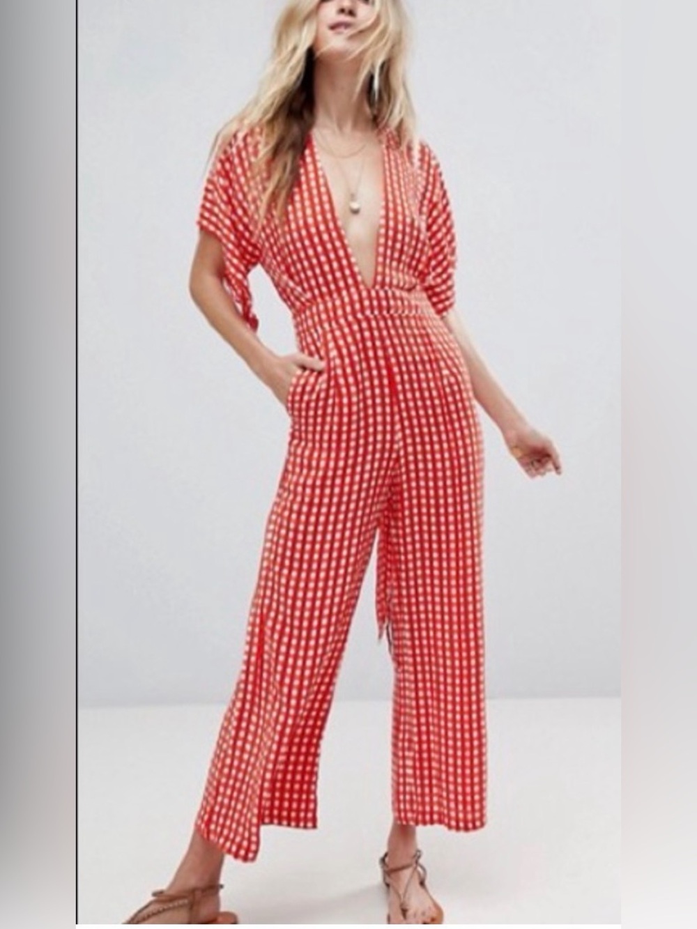 Faithfull the Brand Cedric jumpsuit gingham red